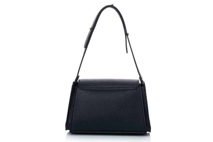 Lucky Bees Bolsa de Hombro Negra en Cuero de Polivinilo, 23x10x15 cm